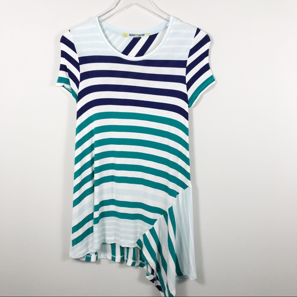 Anthropologie Lttle Yllw Bttn Blue Striped Top